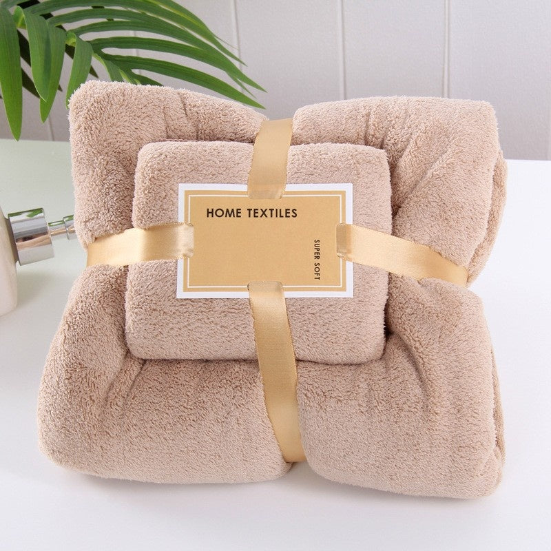 Coral Fleece 2‑Piece Bath Towel Set